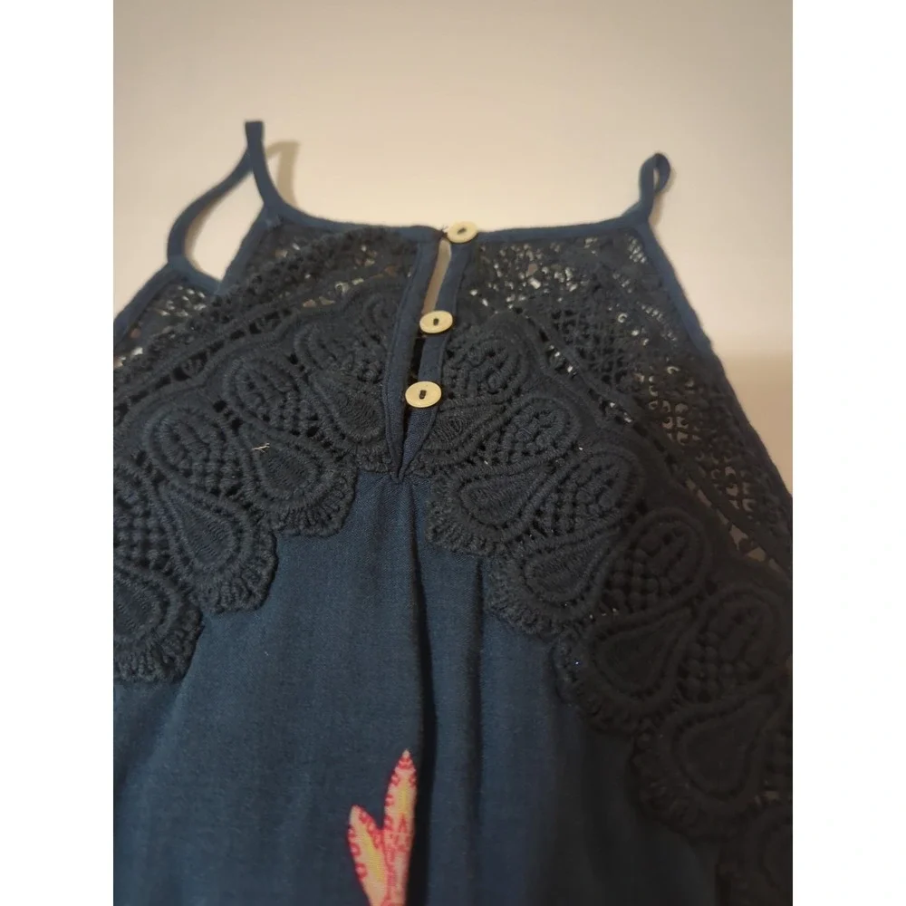 Intimately Free People Halter Crochet Tank Top Paisley Womens S Boho Hippie